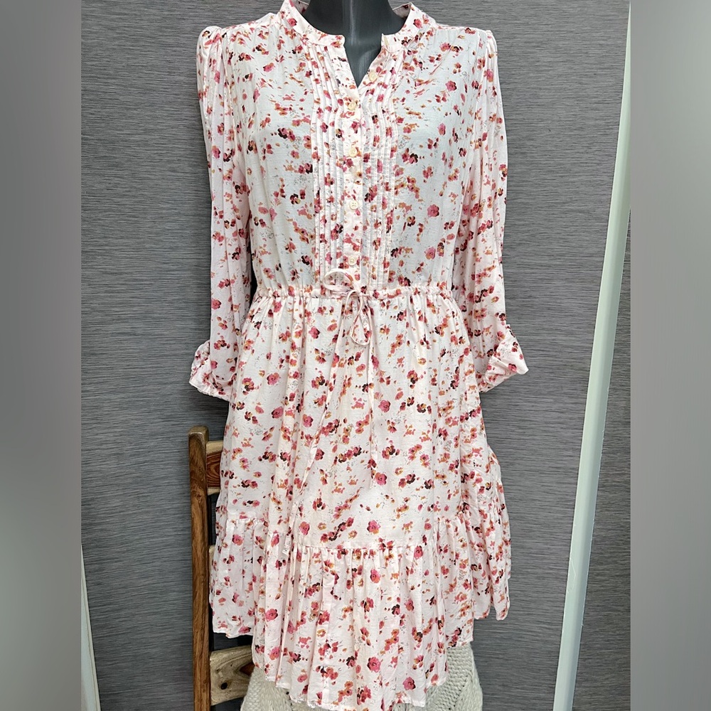 Lucky Brand flower button up dress sz L